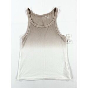 New Aerie No BS Ombré Ribbed Tank Top Minimalist Coastal Boho Beige Women's L